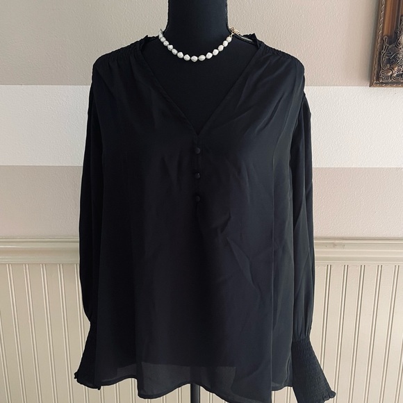 T Tahari plus Size 1X Blouse Black 100% Polyester 🆕 New - Picture 2 of 13